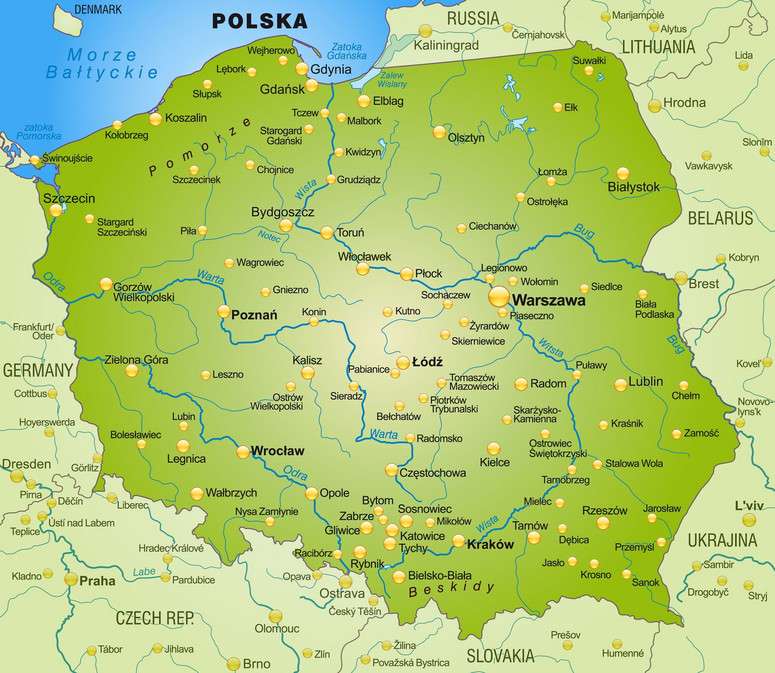 Mapa Polski online puzzel