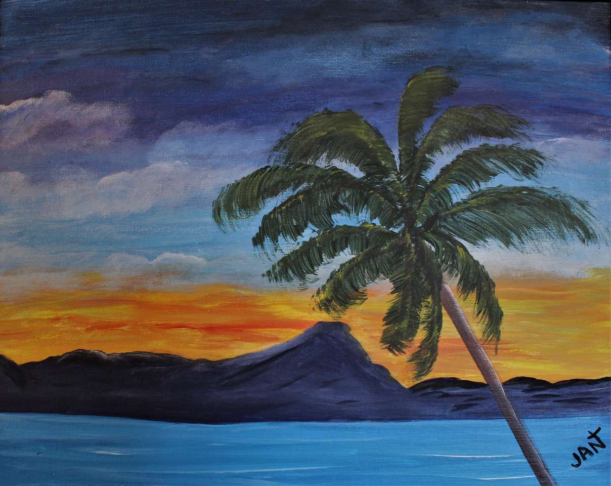 Hawaii Palm Tree zonsondergang online puzzel