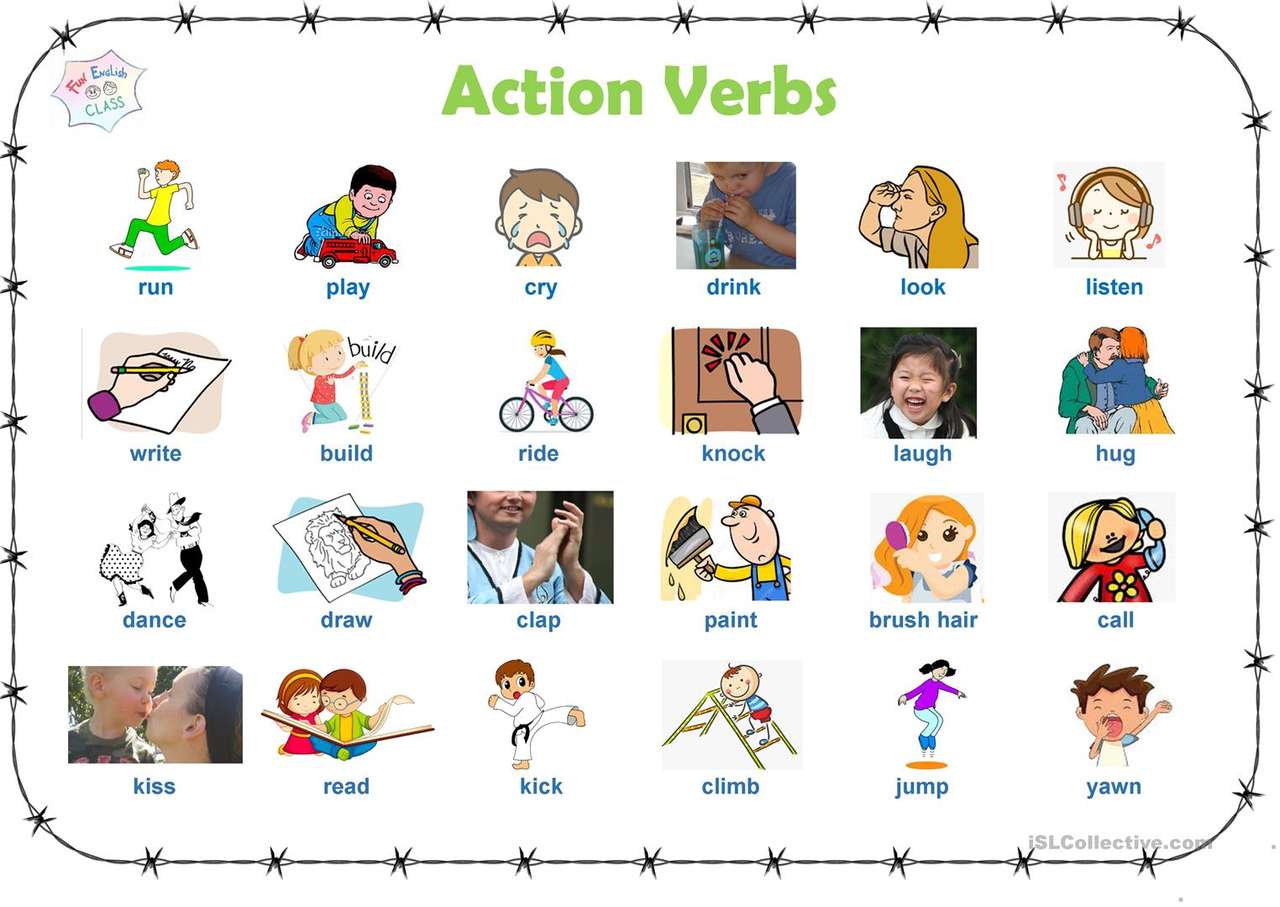 vevrbs in english for kids puzzle online from photo