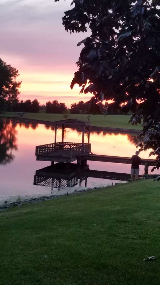 Ηλιοβασίλεμα στη λίμνη παζλ online από φωτογραφία