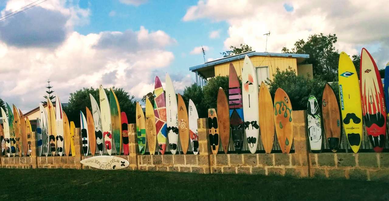 Surfboard fence puzzle online from photo