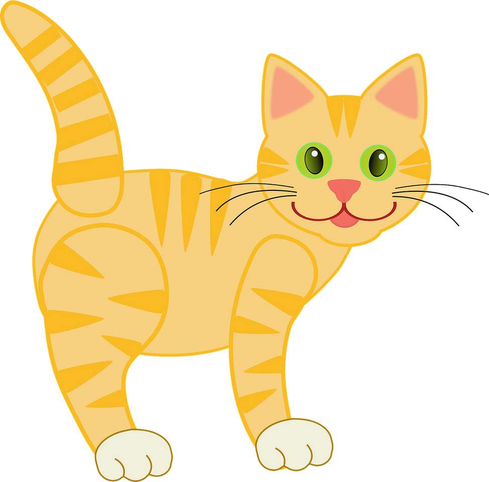 Geel katje met groene ogen puzzel online van foto