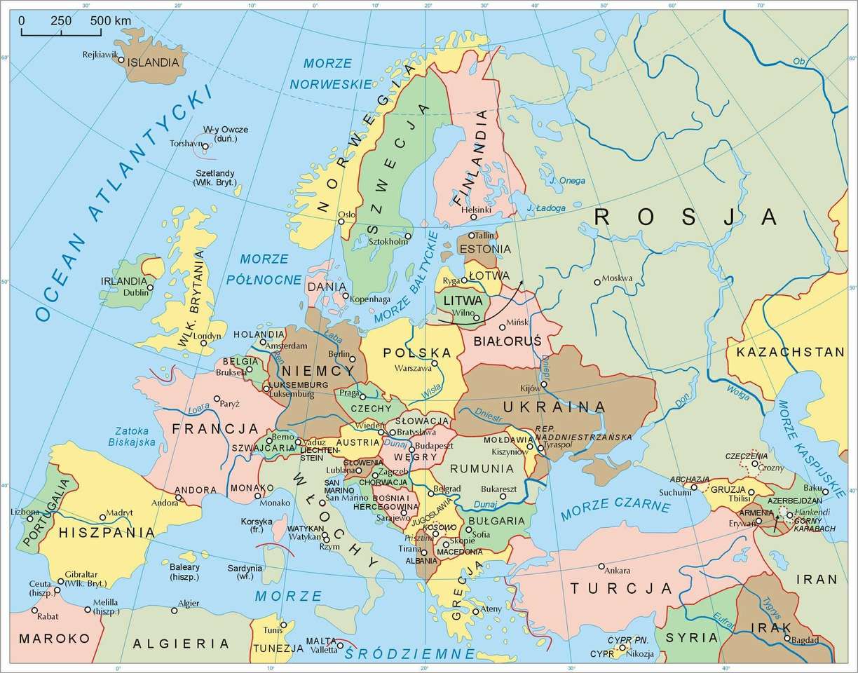 karta över Europa Pussel online