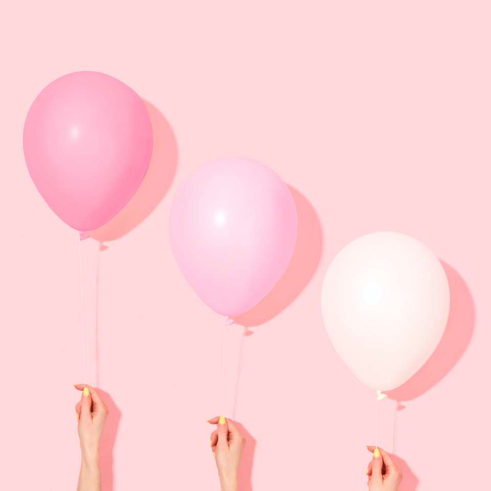 Pink balloons puzzle online from photo