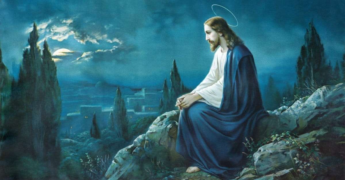 Ježíš se dívá na měsíc online puzzle