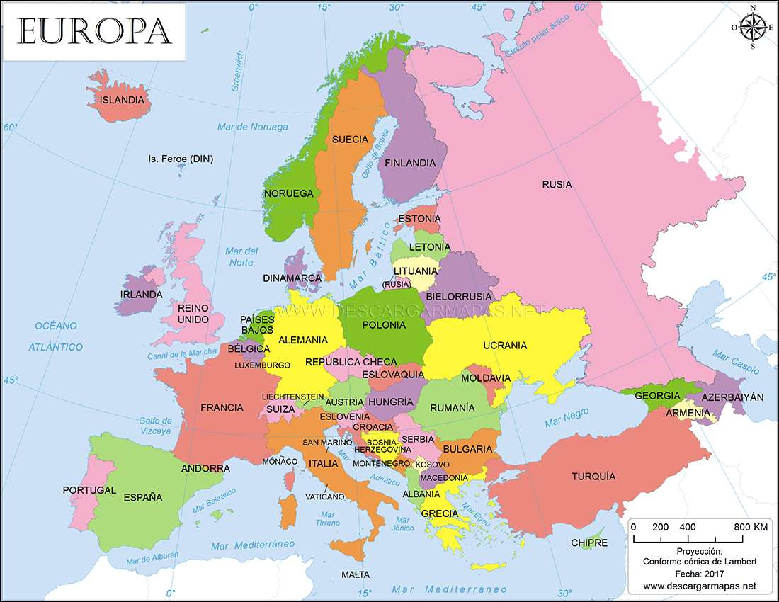 mapa evropy online puzzle