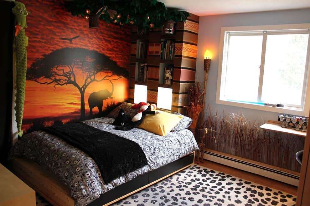 Dormitorio con motivos africanos puzzle online a partir de foto