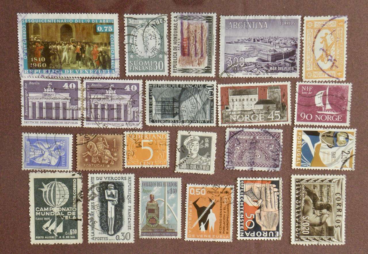 Old stamps 5 puzzle online from photo