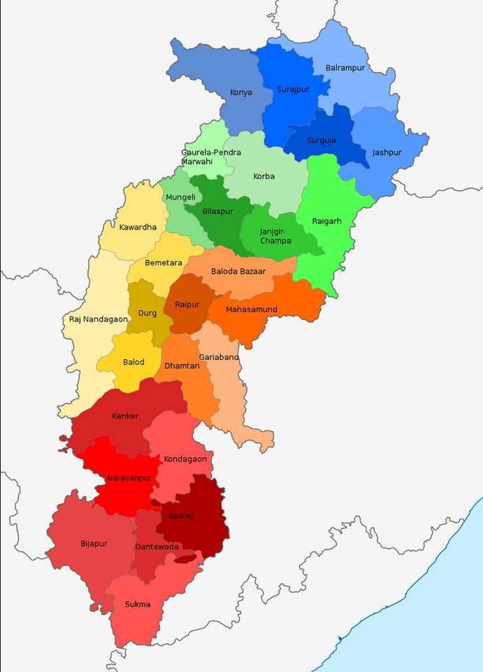 Chhattisgarh, India- districts puzzle online from photo
