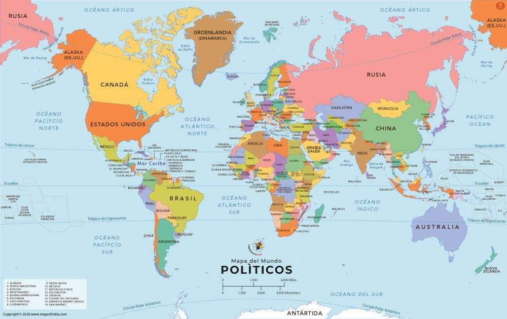 Mappa del mondo puzzle online