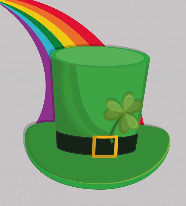 St. Patrick's Day Hut und Regenbogen Online-Puzzle