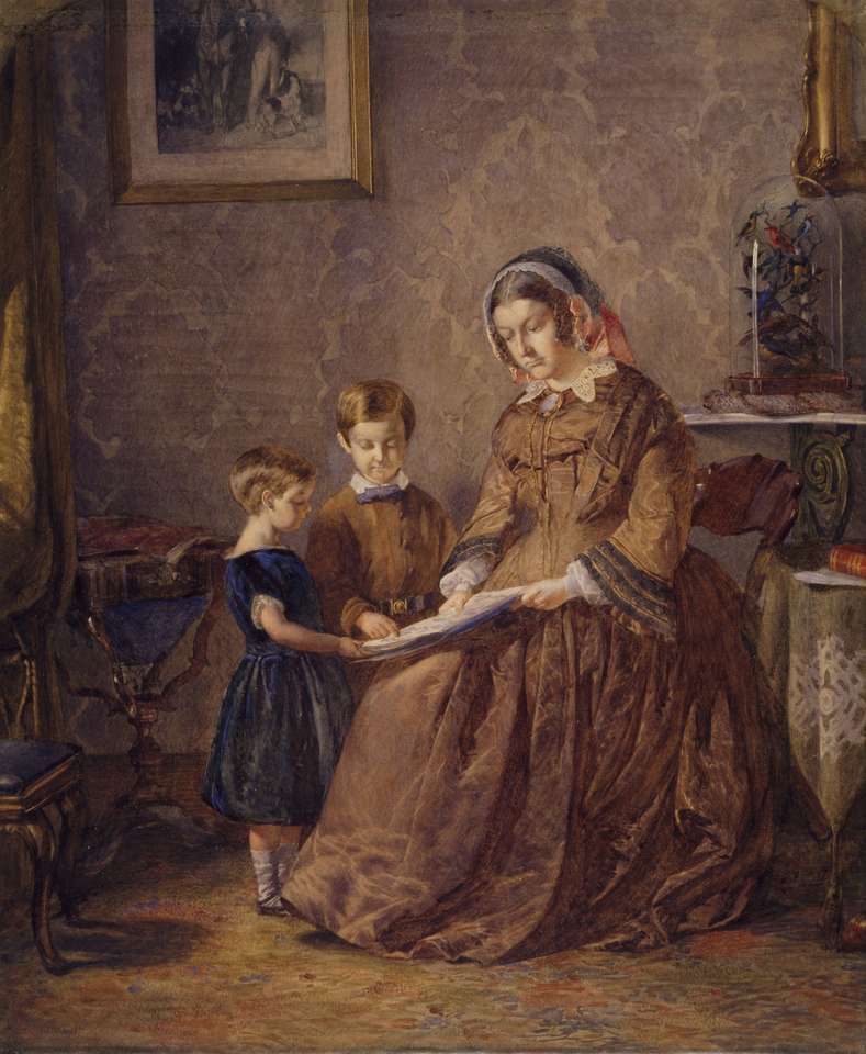 The Reading Lesson, 1855 by John Dawson Watson puzzle online from photo