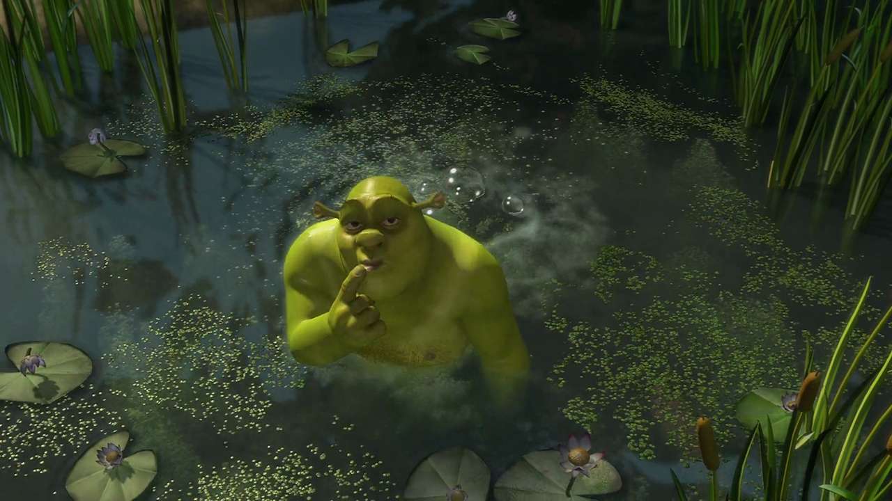 Shrek în baie puzzle online din fotografie