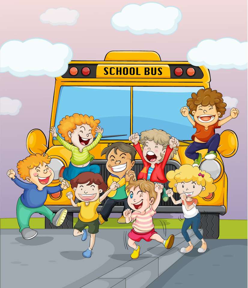 Bus with kids puzzle online from photo