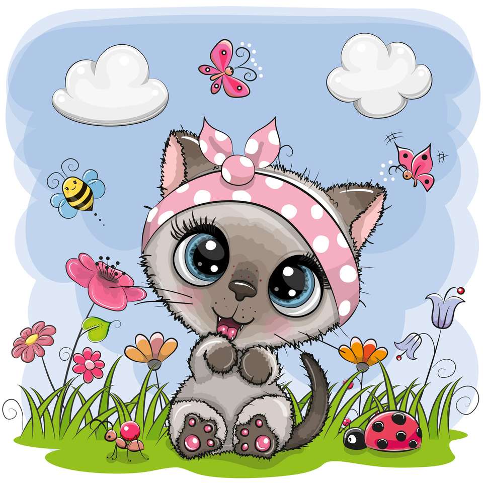 Kitten on the meadow at Biedronka puzzle online from photo