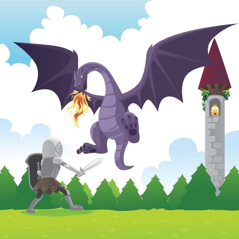 Knight and dragon puzzle online from photo