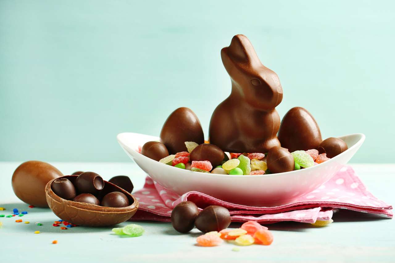 Hare med choklad med cregin Pussel online