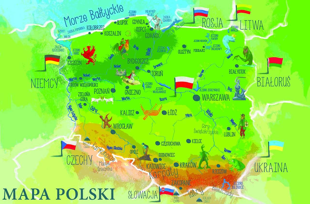 Mapa Polska puzzle online z fotografie