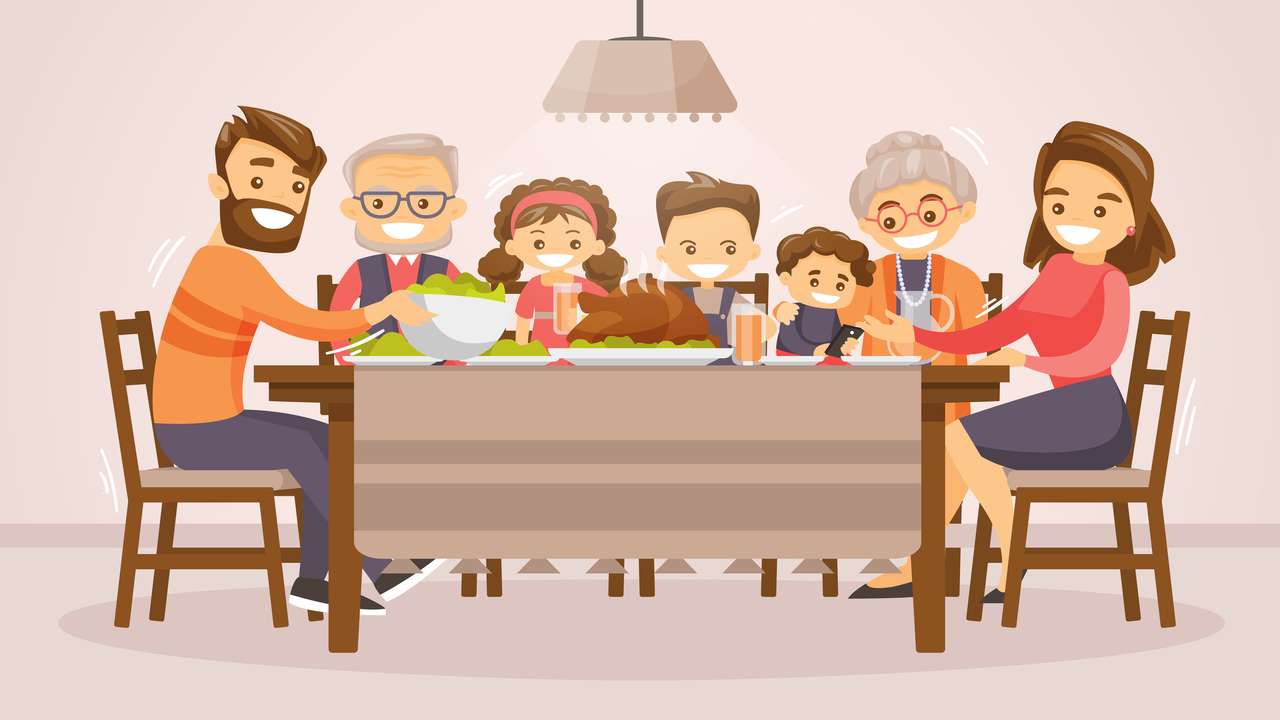 Family Thanksgiving puzzel online van foto