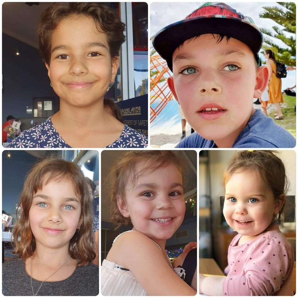 Onze 5 prachtige kleinkinderen. puzzel online van foto