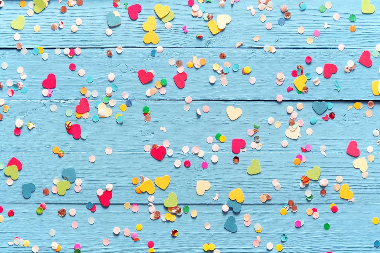 Colorful confetti puzzle online from photo