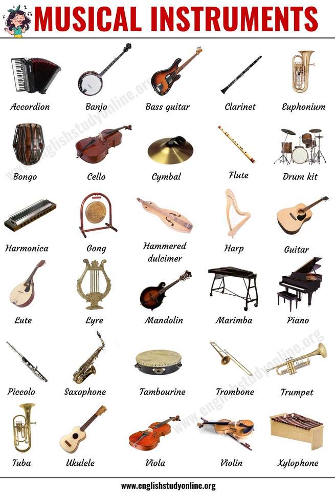 Instrumentos musicales puzzle online a partir de foto