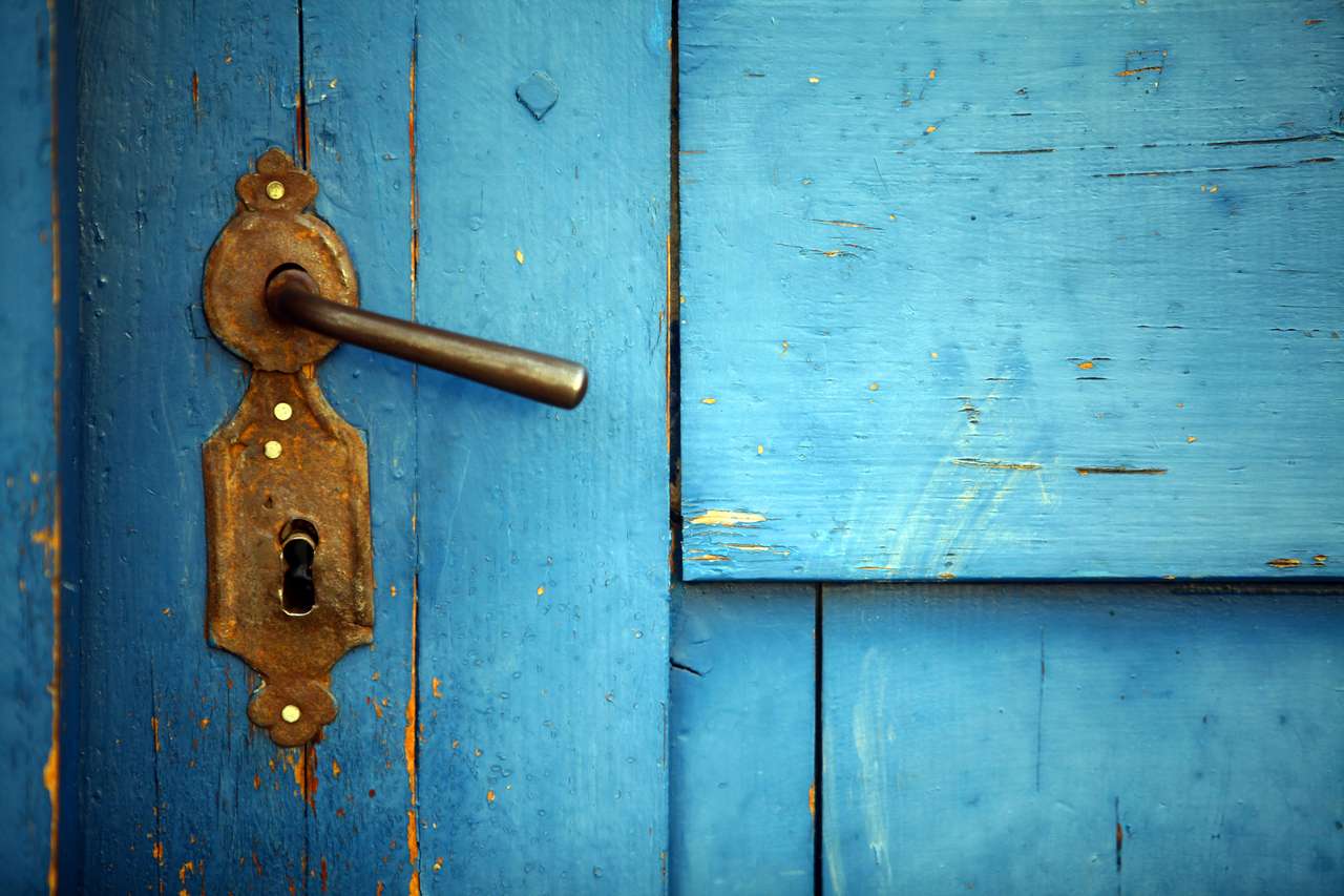 Mâner vechi pe ușa veche puzzle online din fotografie
