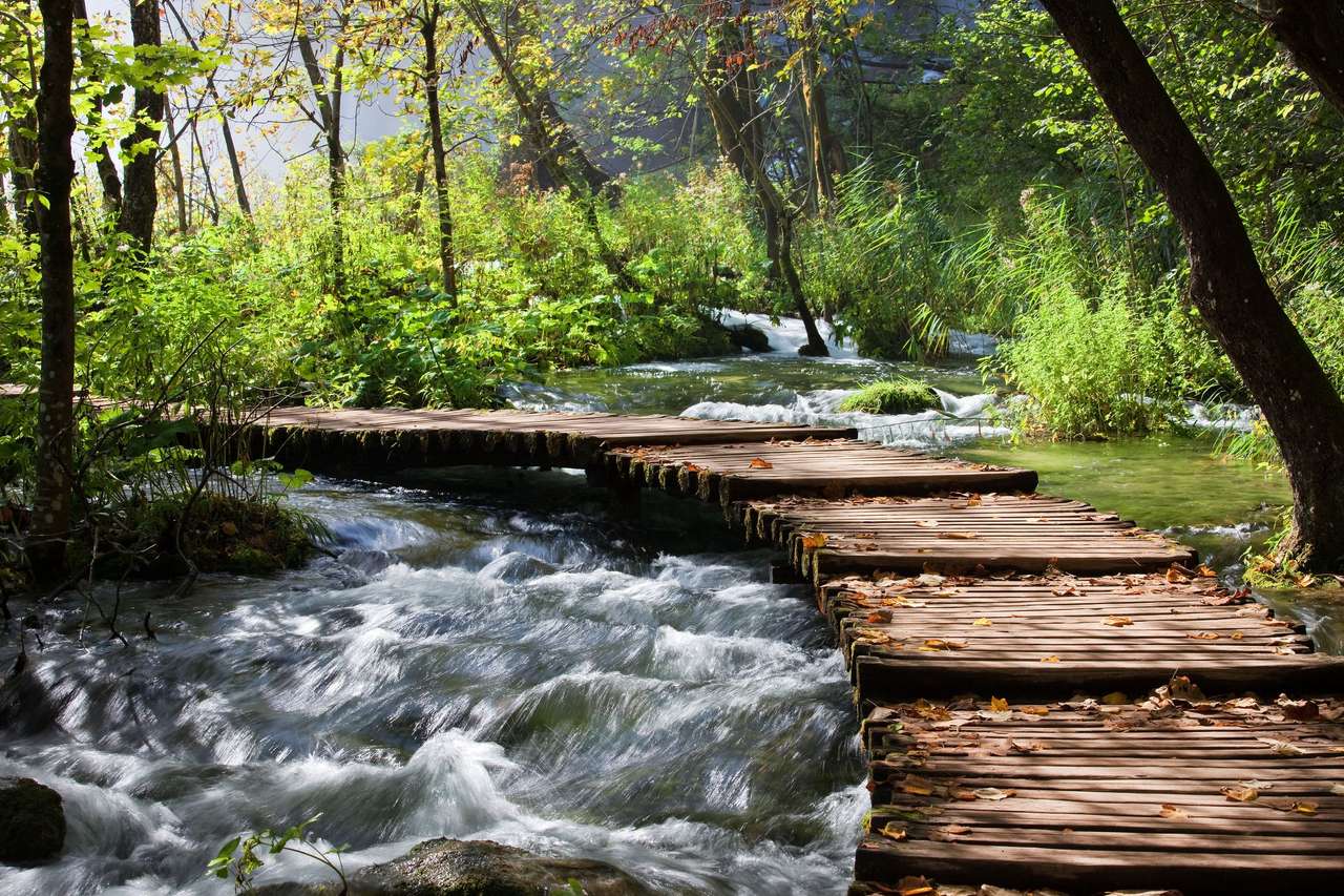 Ponte de madeira na Croácia puzzle online a partir de fotografia