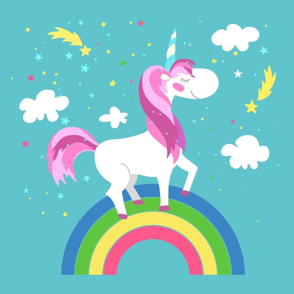Unicornio en el arco iris rompecabezas en línea