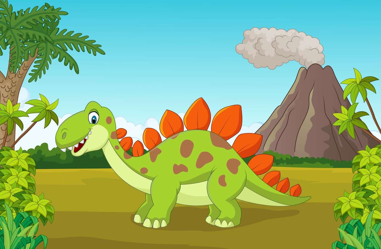 Симпатичный мультяшный динозавр онлайн-пазл