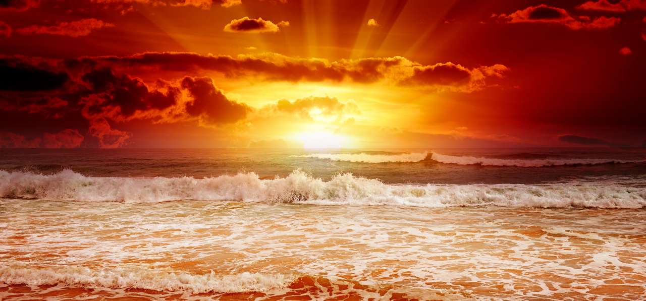 Solnedgång vid havet pussel online från foto