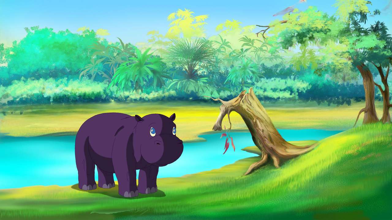 Hippo sur la rivière puzzle en ligne