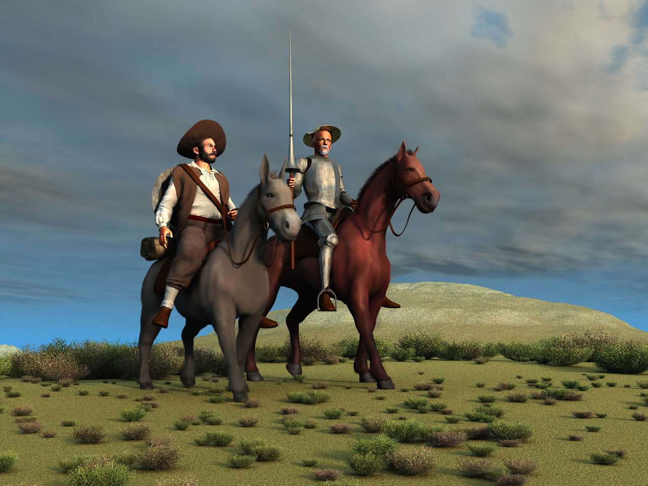 Men on horses puzzle online from photo