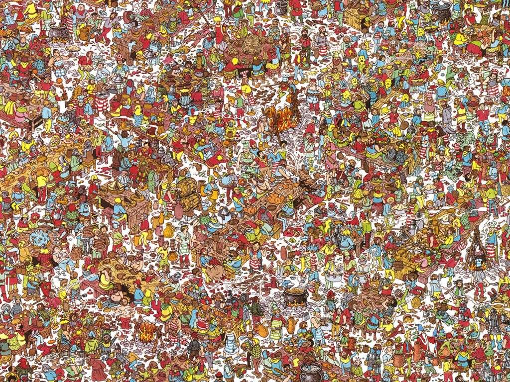 Machen Sie das Puzzle und finden Sie dann Waldo U Muschi Online-Puzzle vom Foto