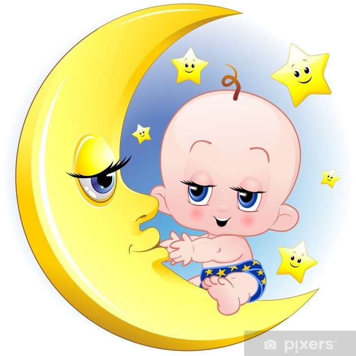 夜、月の赤ちゃん オンラインパズル