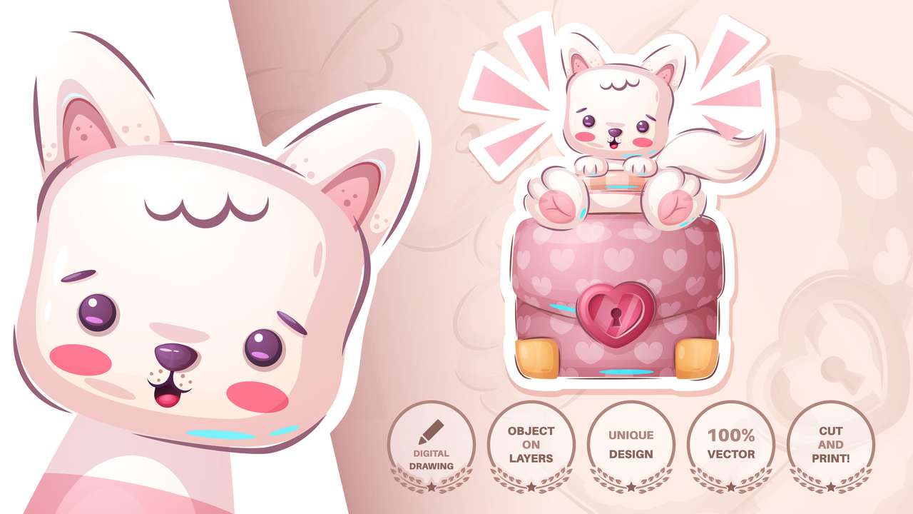 Růžové kotě online puzzle