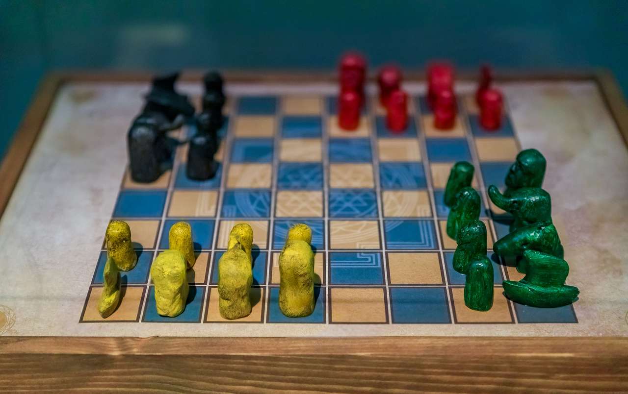 Antik färgglada schack pussel online från foto