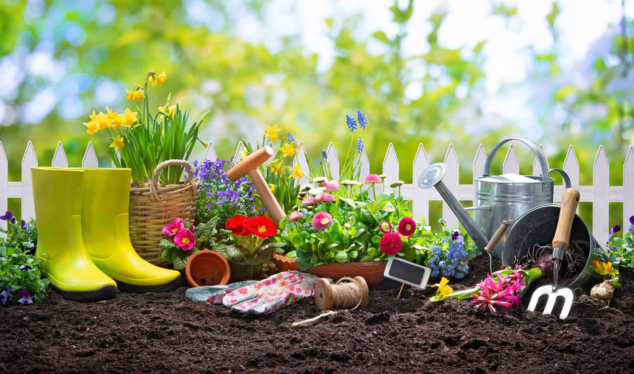 Garden tools puzzle online from photo