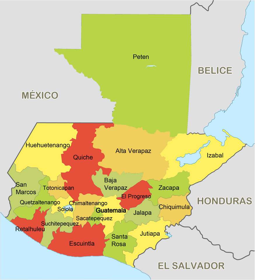 Karta över Guatemala Pussel online