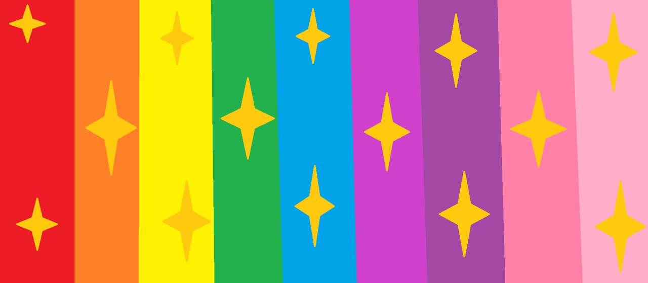 Rainbow with stars puzzle online from photo