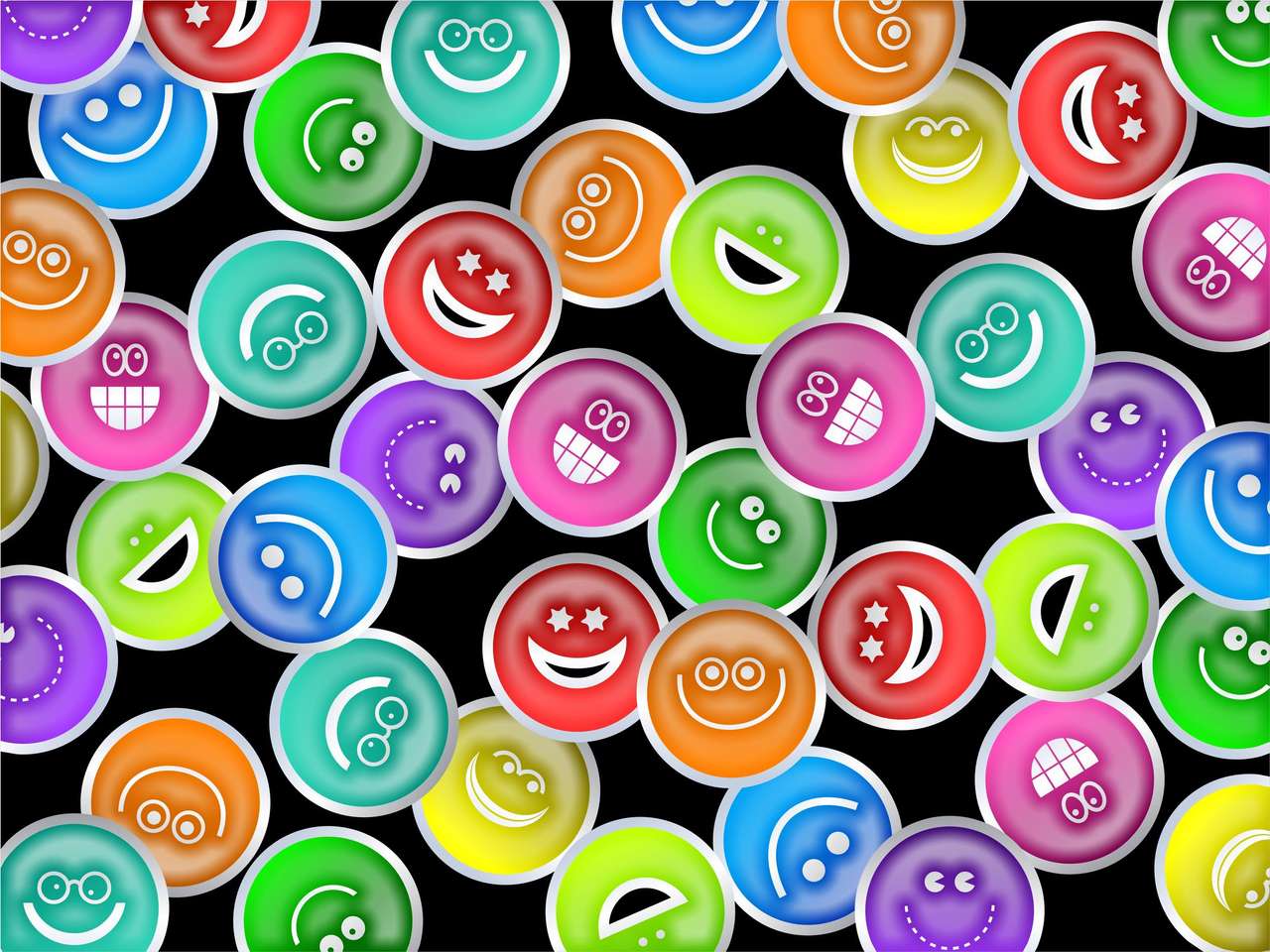 Colorful smileys puzzle online from photo