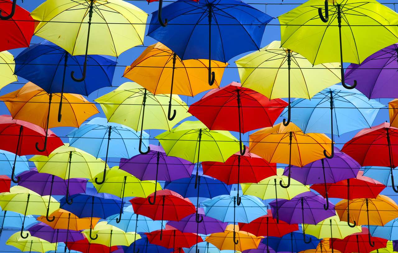Färgglada paraplyer pussel online från foto