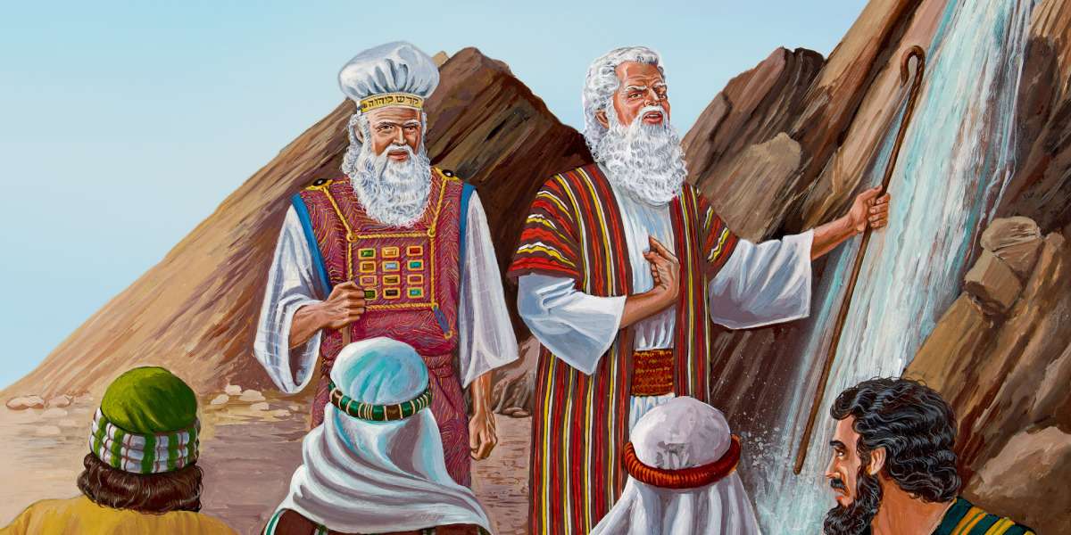 Ο Μωυσής χτυπά το βράχο στο Ka'desh παζλ online από φωτογραφία