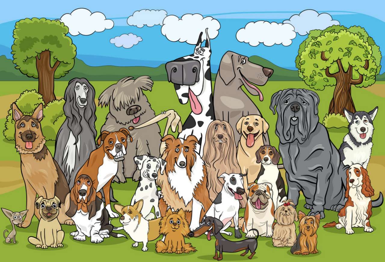 kreslenými psy online puzzle
