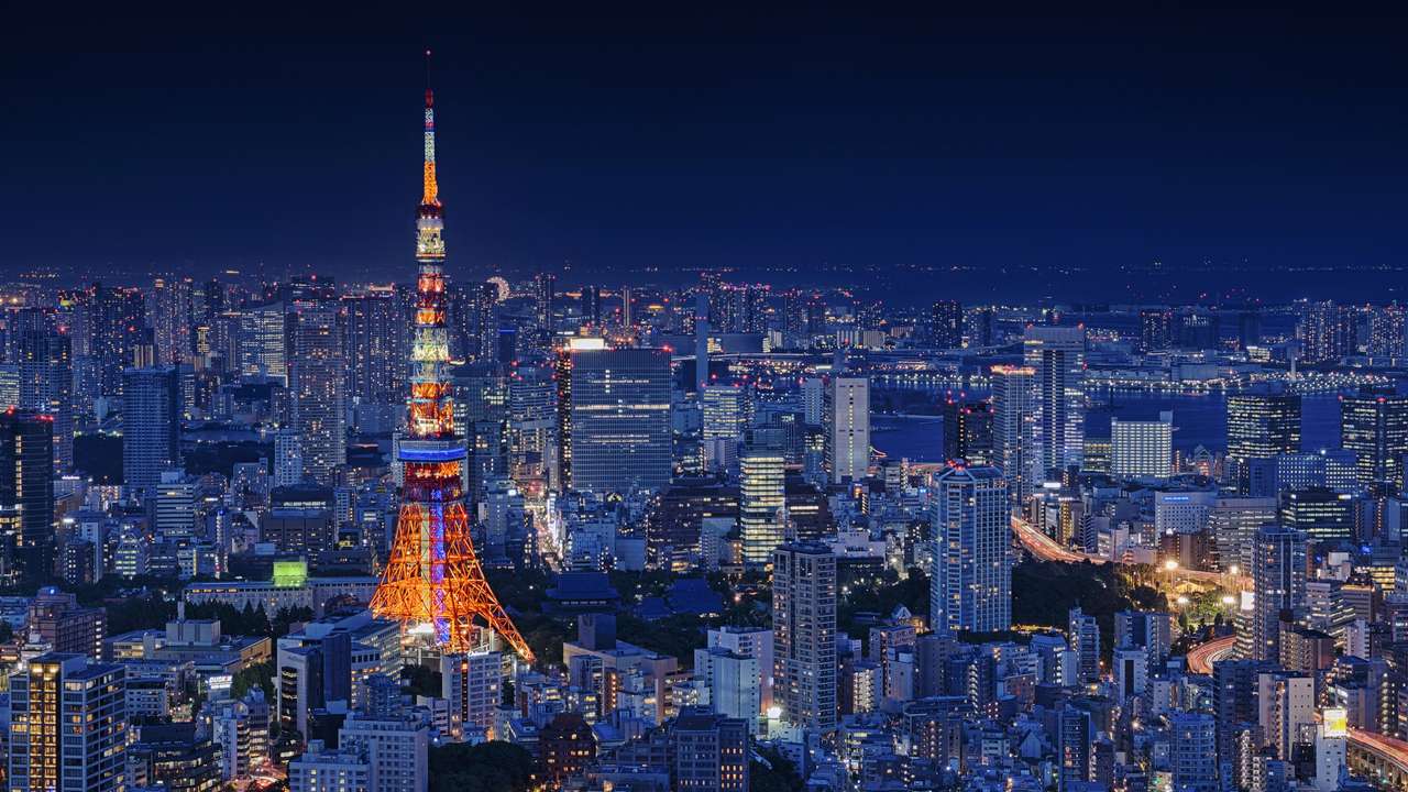 Токійська вежа вночі (Японія) онлайн пазл