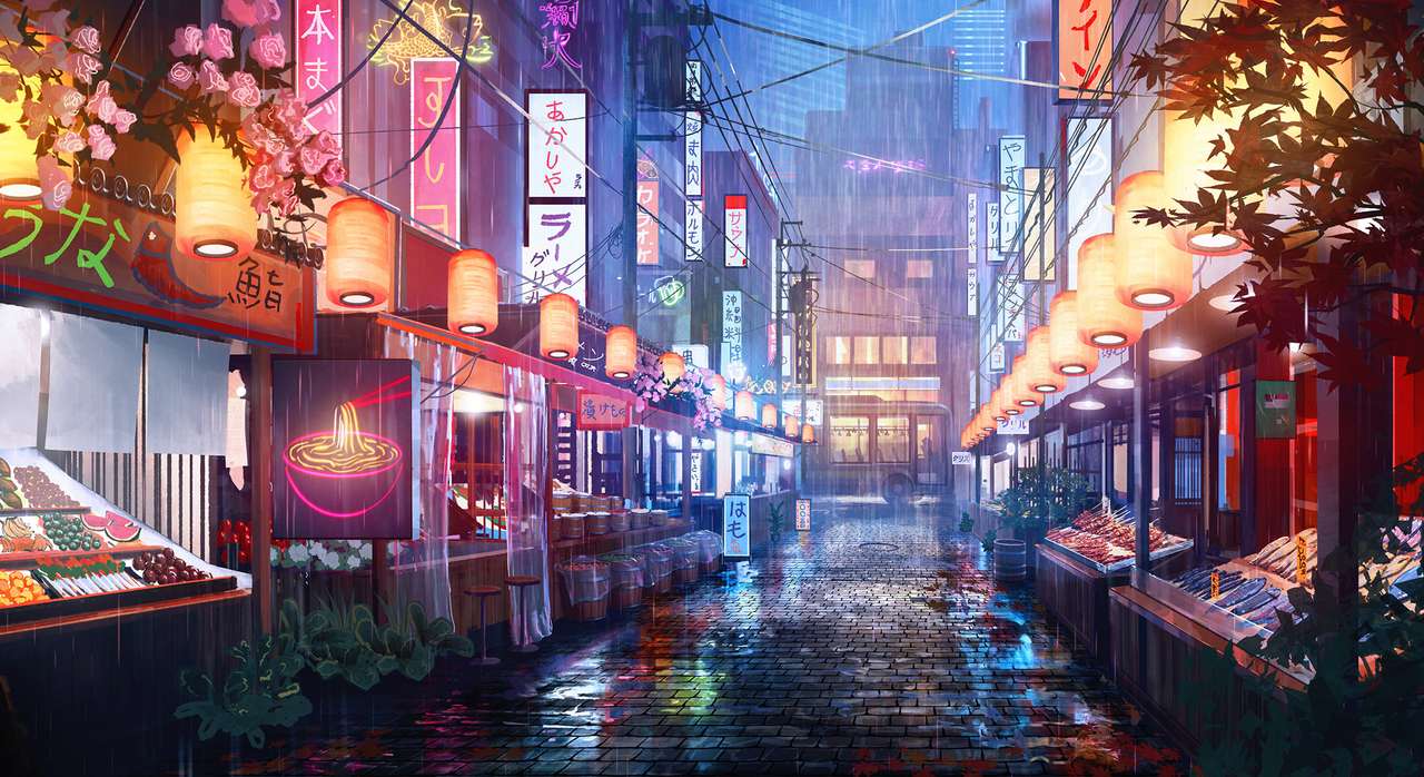 Japán éjszaka puzzle online fotóról