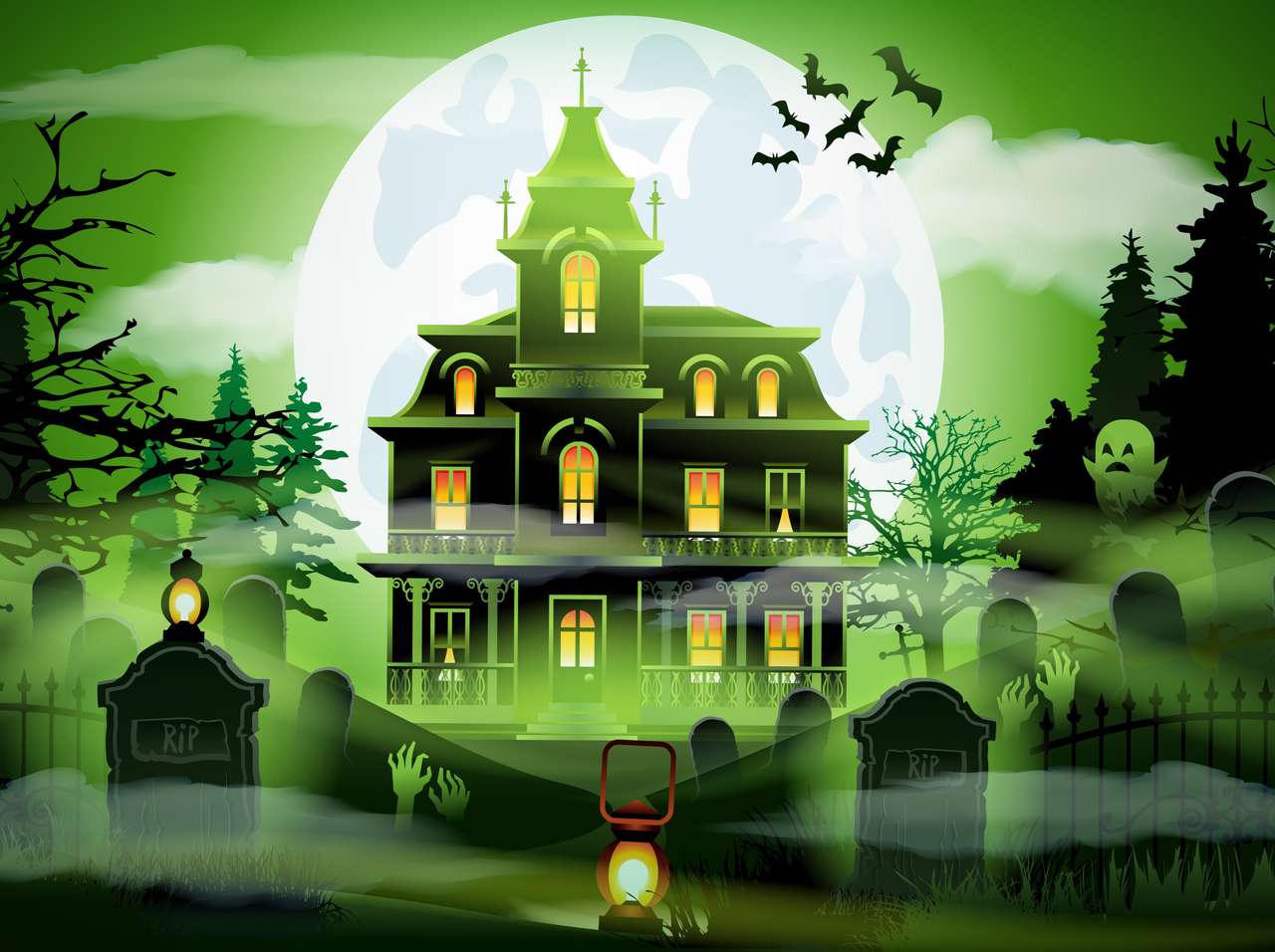 haunted house fun puzzle online from photo
