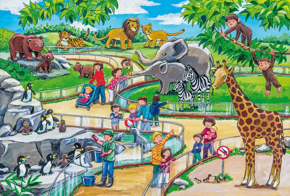 Animals in the zoo online puzzle