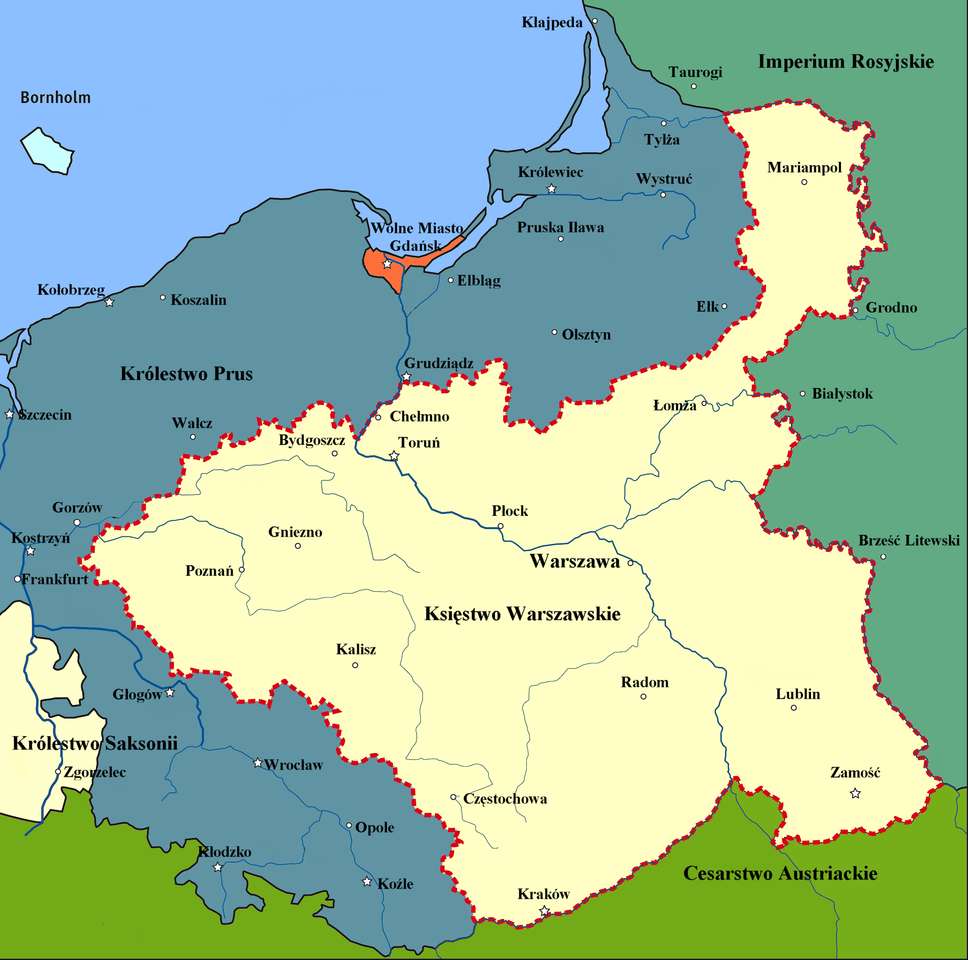 Mapa do Ducado de Varsóvia puzzle online