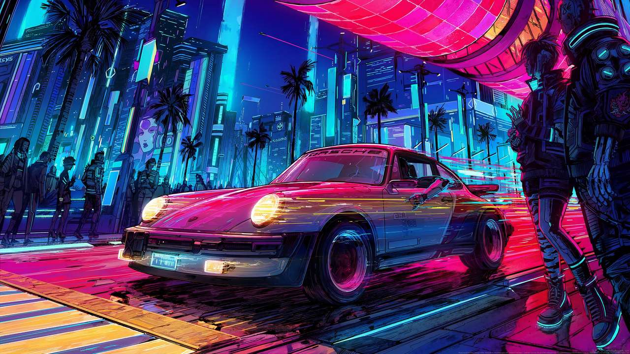 Porsche neon puzzle online a partir de foto